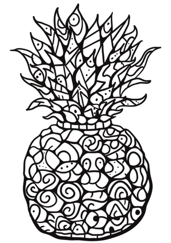 Zentangle Pineapple Coloring Page